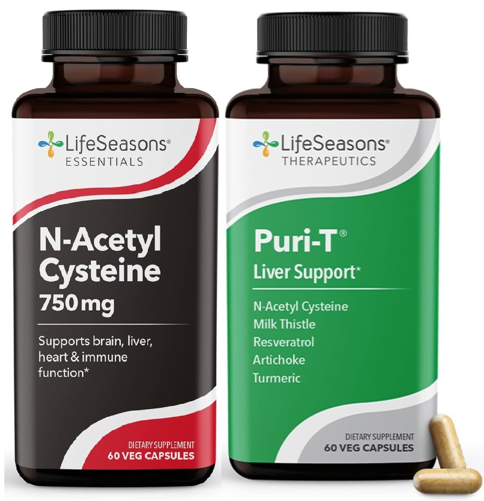 LifeSeasons Puri-T με N-Acetyl Cysteine Boost - Υποστηρίζει την αποτοξίνωση ήπατος και πνευμόνων - 120 κάψουλες