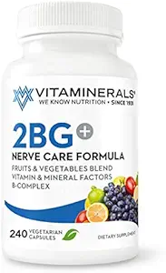 Vitaminerals 2BG+™ B Complex Immune Support High Potency B Complex | Fruits & Veggies Blend | 240 Veggie Caps
