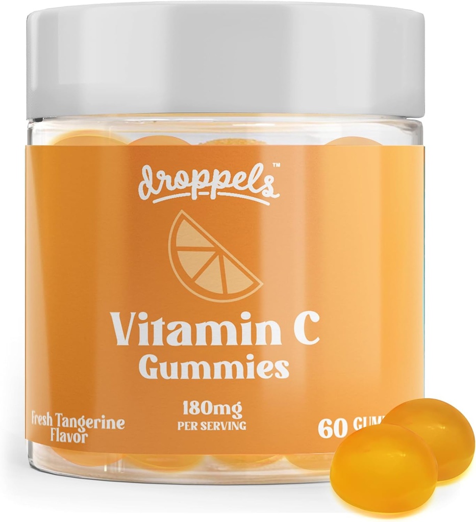 Σταγονίδια Βιταμίνη C Gummies, 180mg – Vegan, Pectin Plant-based ανοσοενισχυτικό συμπλήρωμα υποστήριξης – Tangerine Flavor, 60 Count (1-Month Supply)
