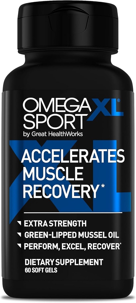 OmegaXL Sport Extra Strength Muscle Recovery Supplement and αναπνευστική υποστήριξη συμπλήρωμα - Βελτιώνει DOMS και ROM, κλινικά υποστηριζόμενο πράσινο-Liped Mussel Oil (60 Softgels)
