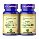 Puritan's Pride Premium SunviteTM Mega-Potency Βιταμίνη D3 10.000 IU, Συμπλήρωμα διατροφής για υγιή οστά, δόντια, και υποστήριξη ανοσοποιητικού συστήματος, 100 Softgels ταχείας απελευθέρωσης