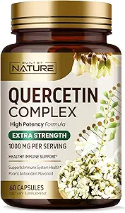Built by Nature Quercetin 1000mg – High Potency Quercetin Dihydrate Antioxidant Flavonoid – Immune, Respiratory and Allergy Support - Non-GMO, Gluten-Free - 60 Veggie Capsules