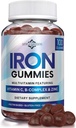 Iron Gummies for Women, Men & Kids - Συμπλήρωμα σιδήρου με βιταμίνη C, A, Vitamins B Complex, Biotin & Zinc - Πολυβιταμίνη Μασώμενοι Iron Gummies for Adults - Εναλλακτική σε Iron Pills, Κάψουλες, Tablets