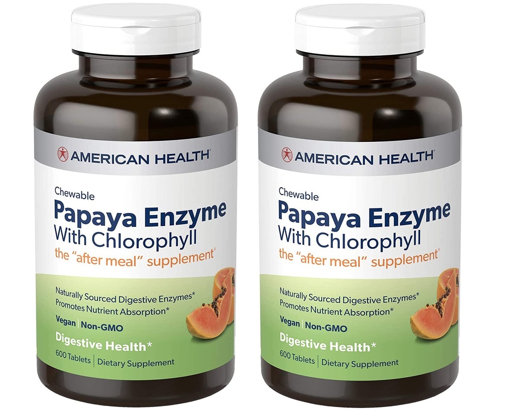 American Health Papaya Enzyme with Chlorophyl Chewable Tables - 600 Count (200 Total Servings) (Συσκευασία των 2)