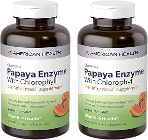 American Health Papaya Enzyme with Chlorophyl Chewable Tables - 600 Count (200 Total Servings) (Συσκευασία των 2)