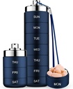 Mossime Metal Travel Pill Organizer, Φορητό 7 ημερών οργανωτής βιταμινών, αδιάβροχο 1 φορές ένα κουτί χάπι ημέρας, μεγάλο δοχείο χάπι, καθημερινής ιατρικής οργανωτής για βιταμίνη, ιχθυέλαιο, συμπλήρωμα