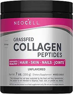 NeoCell Super Collagen Peptides, 10g Collagen Peptides per Serving, Χωρίς γλουτένη, Keto Friendly, Non-GMO, Grass Fed, Υγιή μαλλιά, δέρμα, νύχια και αρθρώσεις, Άγευστη σκόνη, 7 oz., 1 Canister