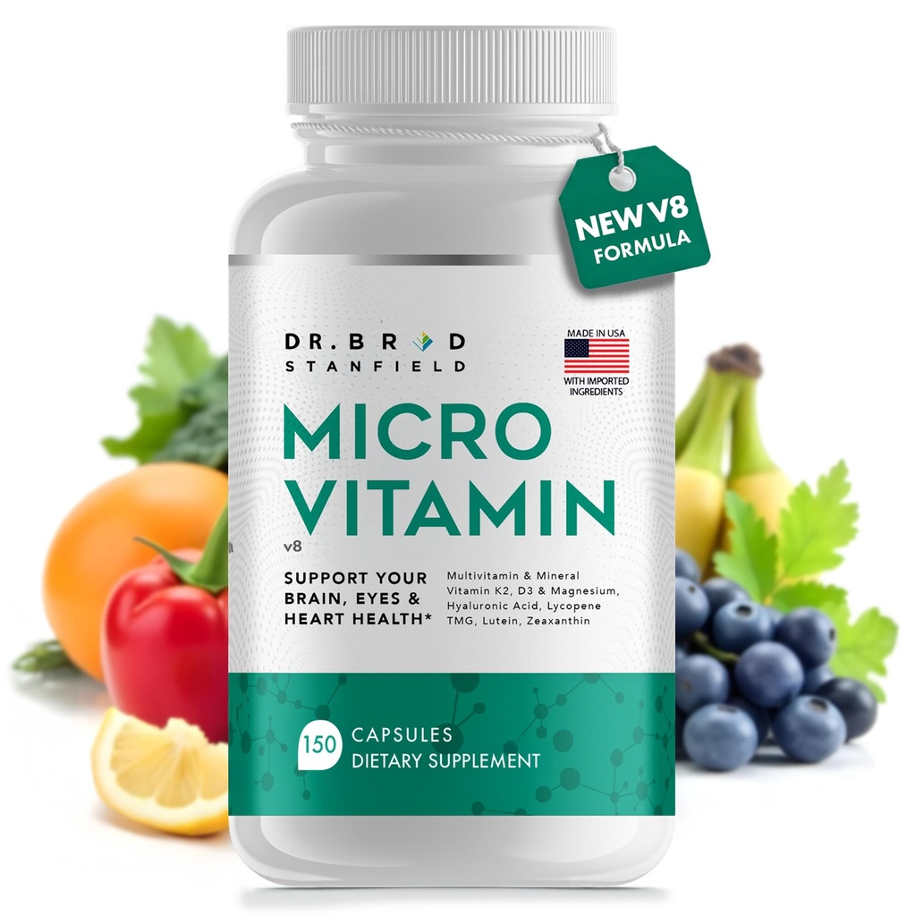 Καθημερινή χαμηλή δόση MultiVitamin & Ορυκτό για άνδρες & γυναίκες για να υποστηρίξει Γνωστική απόδοση & μνήμη + Υαλουρονικό οξύ για την υγεία του δέρματος + TMG για την άσκηση (150 κόμης)