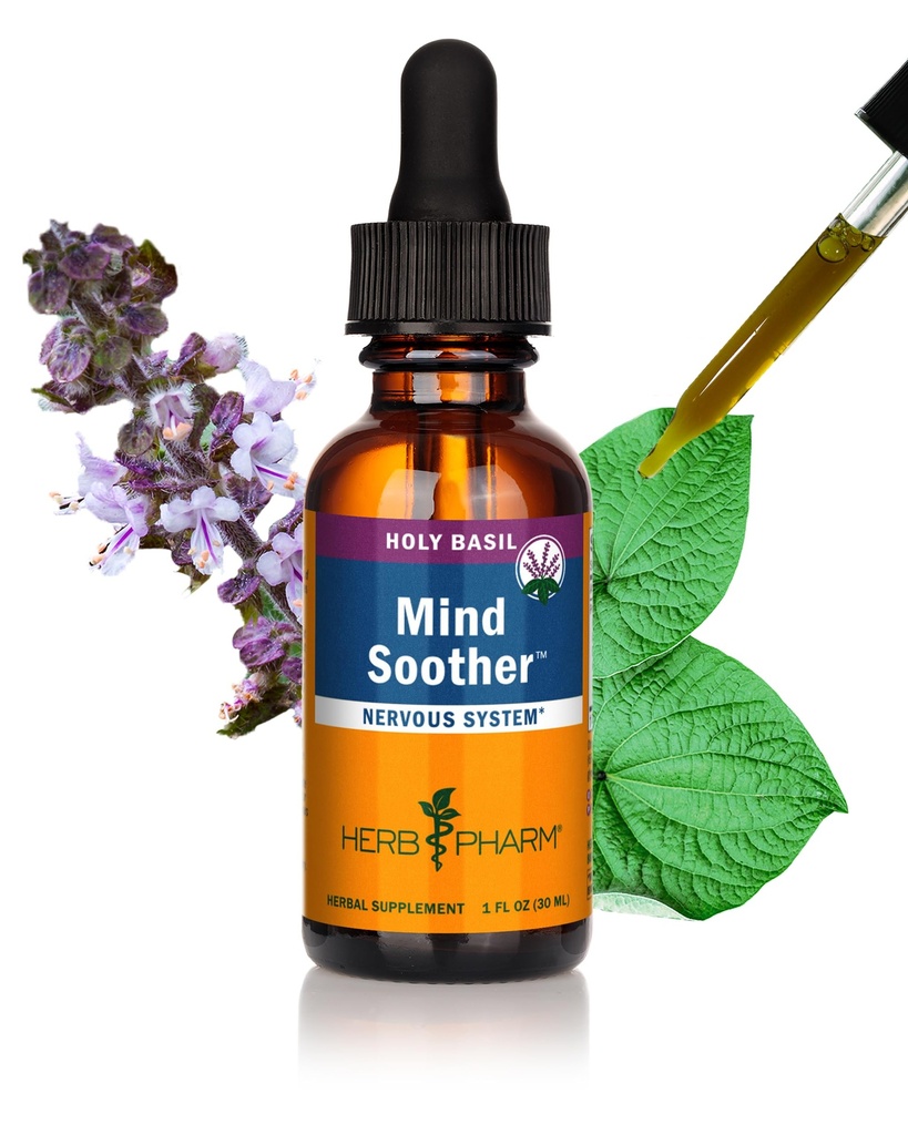 Herb Pharm Mind Soother: Holy Basil: Liquid Kava Supplement to Support Calm & Relaxation, Stabilizing Support for Nervous System, Made with Noble Kava & Lavender Flower, Vegan, Gluten-Free, 1 oz*