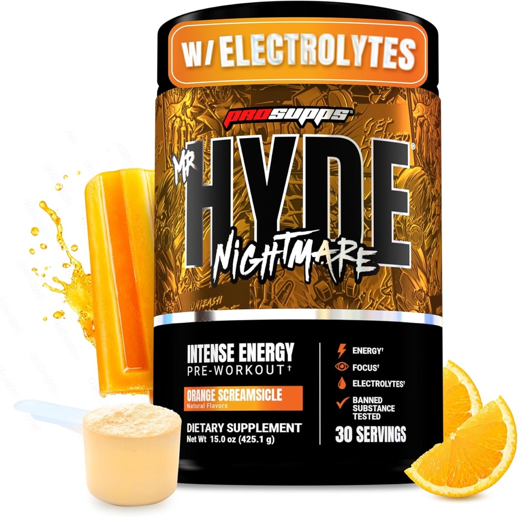 PROSUPPS Mr. Hyde Nightmare Pre Proworkout Powder with Caffeine & Beta Alanine - Preworkout for Intense Energy, Mental Focus & Performance - Γυμναστήριο & Fitness Συμπληρώματα (Orange Creamsicle, 30 Services)