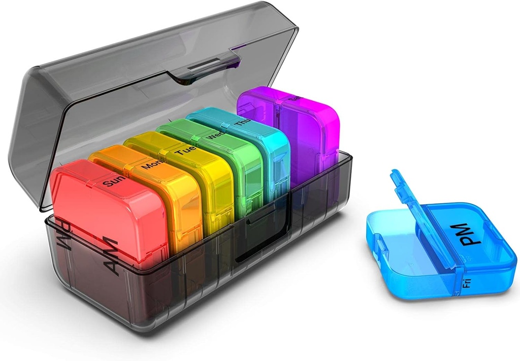 Daviky Pill Box 7 Day, Pill Organizer 2 φορές την ημέρα, Pill υποθέσεις Οργανωτές 7 ημέρες Am Pm, Portable Travel Pill Organizer, Daily Pill Box Organizer, Big Pill Organizer για το ιχθυέλαιο, βιταμίνη, συμπλήρωμα