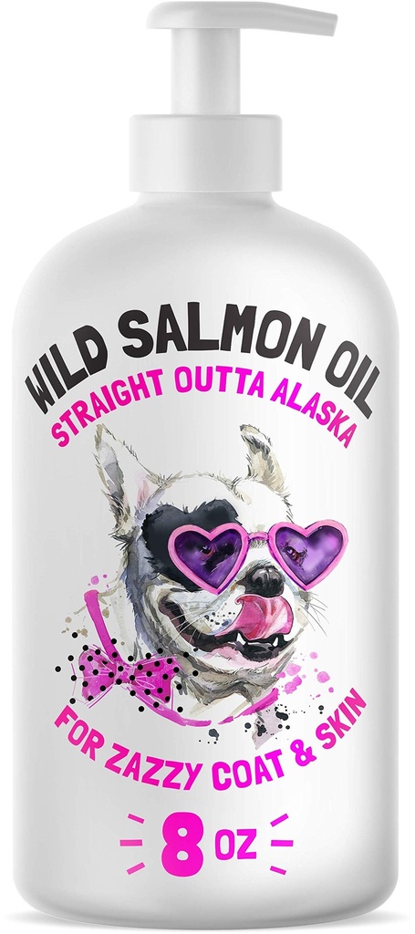 Wild Alaska Salmon Oil for Dogs & Cats - Καθαρό ψάρι Ωμέγα 3 6 9 Υγρό EPA DHA λιπαρά οξέα - Skin & Coat συμπλήρωμα - Υποστηρίζει κοινή λειτουργία, εγκέφαλος, μάτια, ανοσοποιητικός & καρδιά υγεία - Made in USA 8 oz