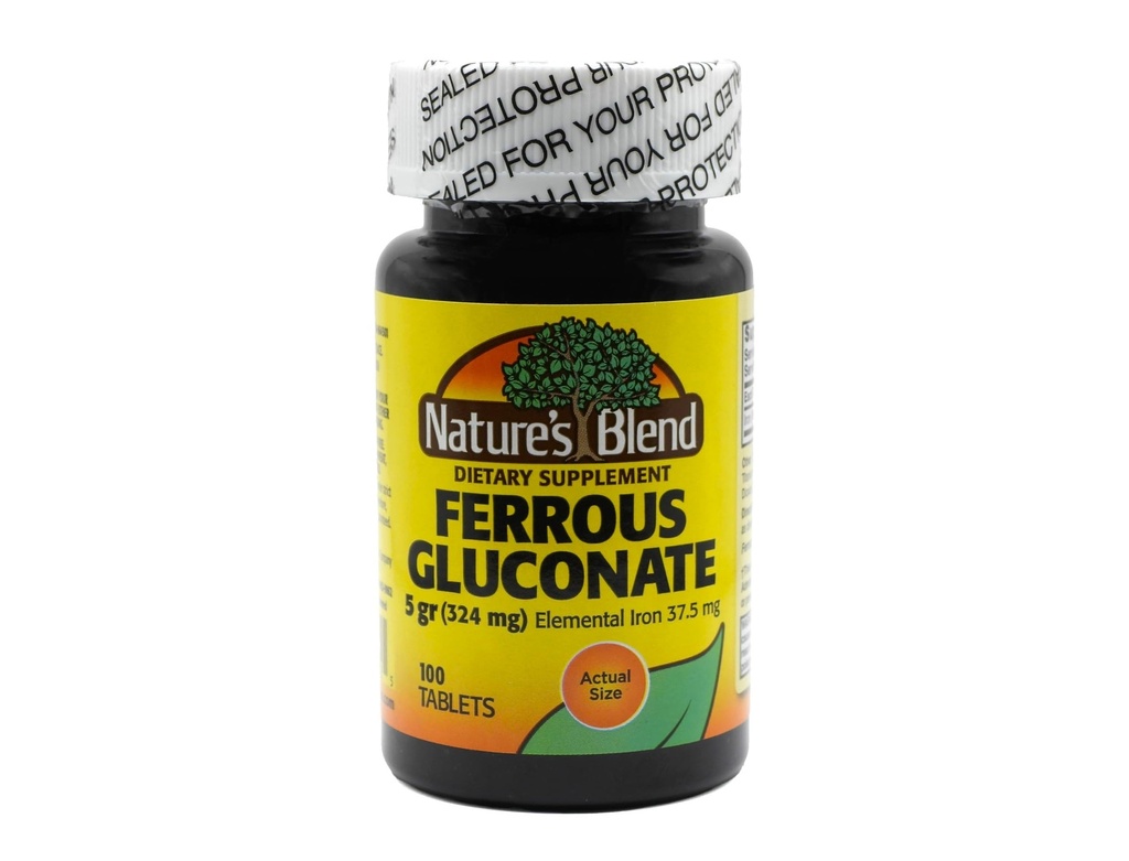 Δισκία Ferrous Gluconate της φύσης, 100 Count