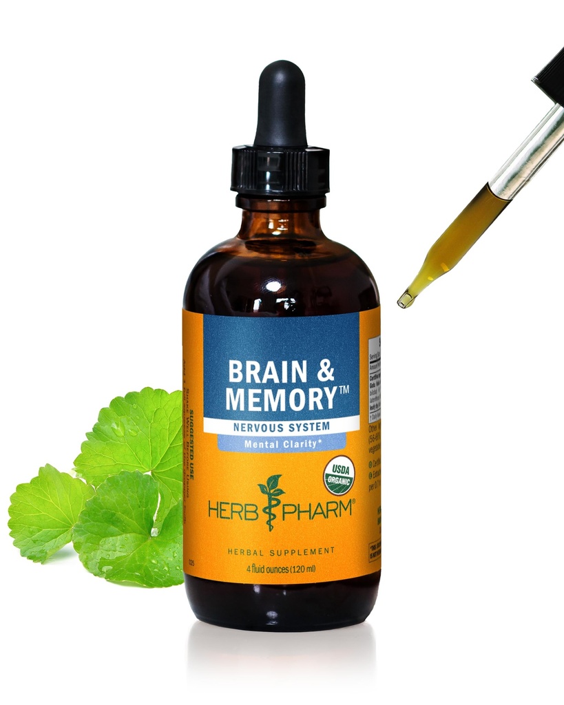 Herb Pharm Brain and Memory Liquid Herbal Formula με Ginkgo για Μνήμη και Συγκέντρωση, 4 Fl Oz
