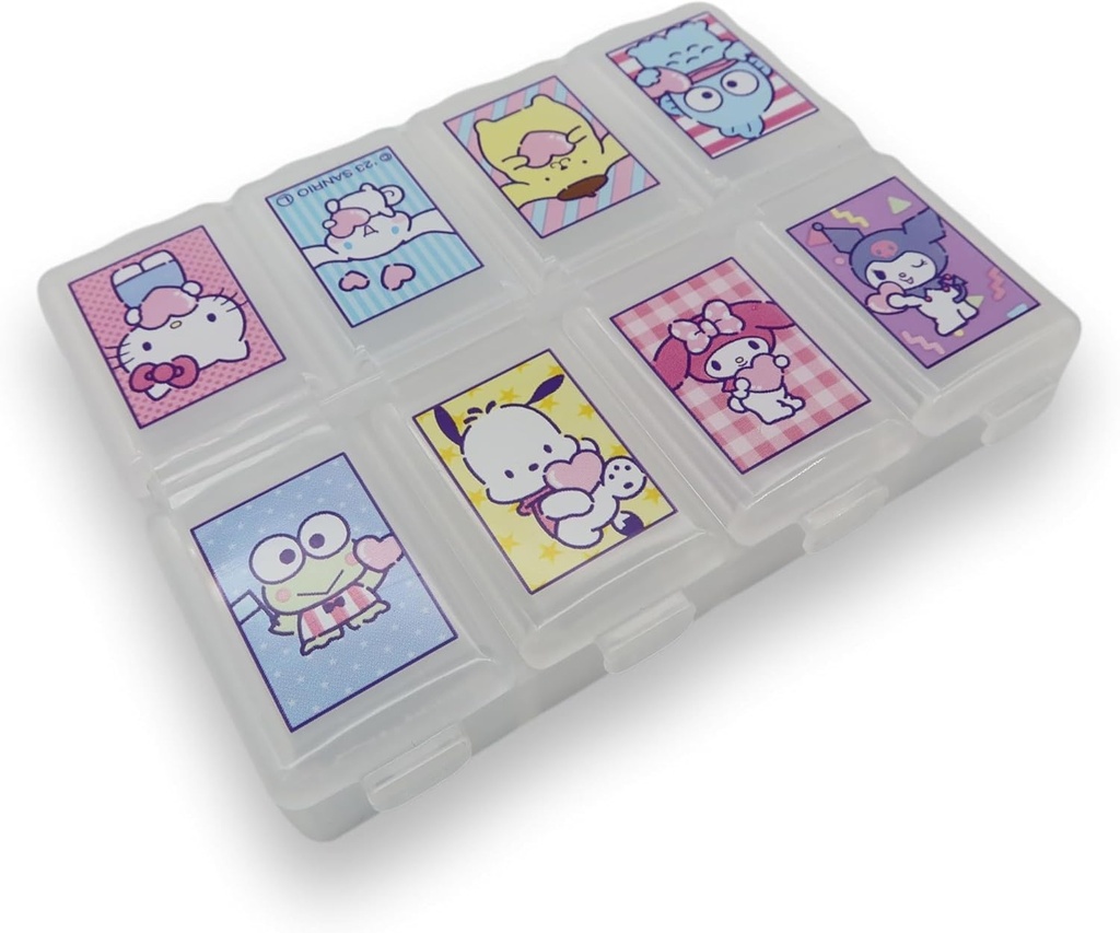 Sanrio χαρακτήρες Die-Cut Medicine συμπλήρωμα Φορητά αξεσουάρ περίπτωση Ταξίδι με 8 υποδιαιρέσεων καπάκι (Mix) Multicolor