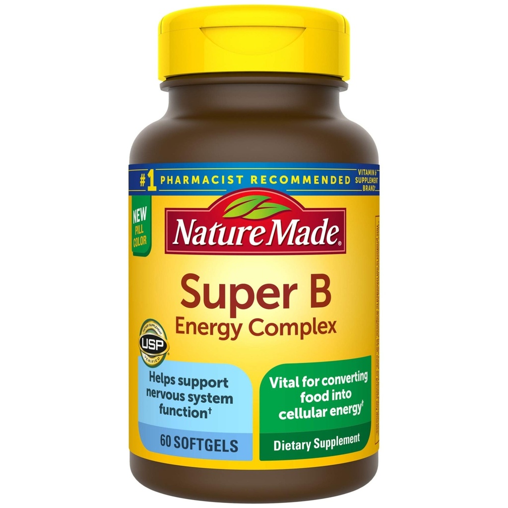 Nature Made Super B Energy Complex, Συμπλήρωμα διατροφής για την υποστήριξη του νευρικού συστήματος, 60 Softgels, 60 ημέρες προσφοράς