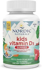 Σκανδιναβικά φυσικά Βιταμίνη D3 Gummies Παιδιά, Wild Watermelon Splash - 60 Gummies - 400 IU Βιταμίνη D3 - Υγεία των οστών, Υγιής Ανοσία - Μη ΓΤΟ, Χορτοφαγικές - 60 Υπηρεσίες
