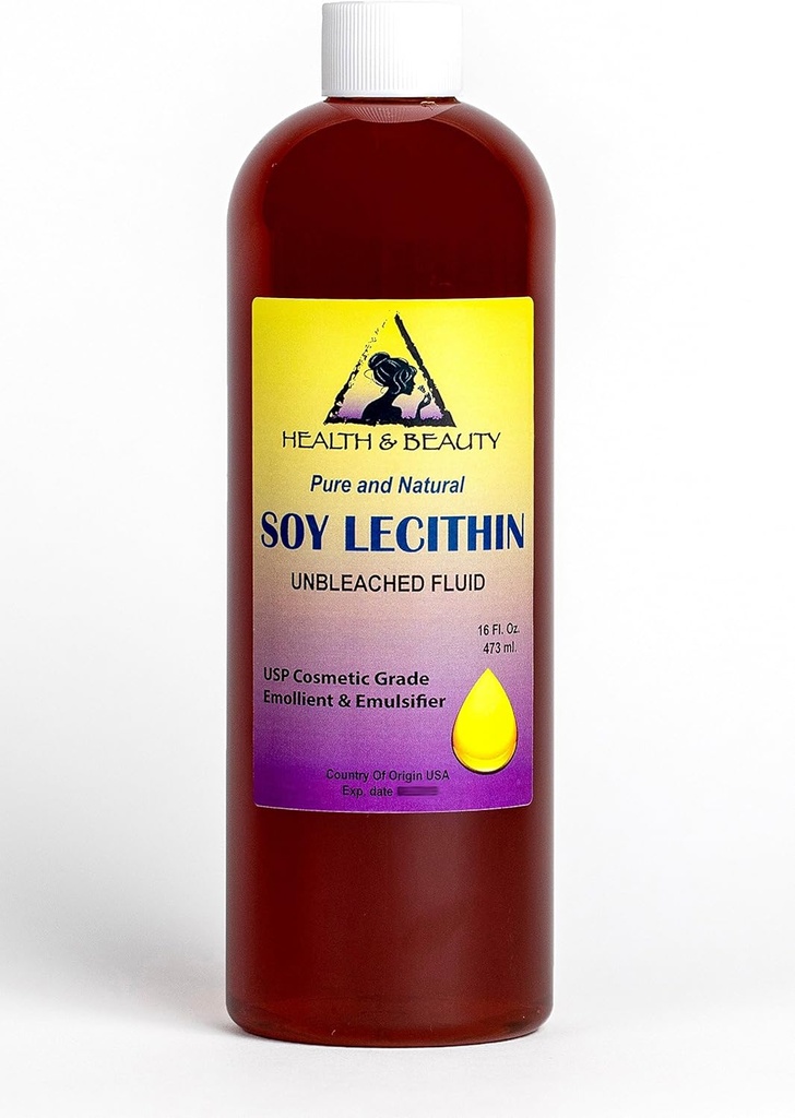 Lecithin Soy Unbleached Fluid Liquid Emulsifier Emollient Stabilizer Pure 16 oz