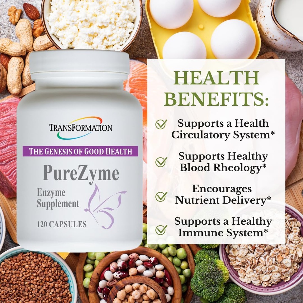 ΜΕΤΑΜΟΡΦΩΣΗ Η ΓΕΝΕΣΙΣ ΤΗΣ ΚΑΛΗΣ ΥΓΕΙΑΣ - Purezyme High-Potency Protease Enzyme Supplement, Physician Recommended - Advanced Formula for Maximum Nutrients Digestion & Gut Health, 120 Κάψουλες