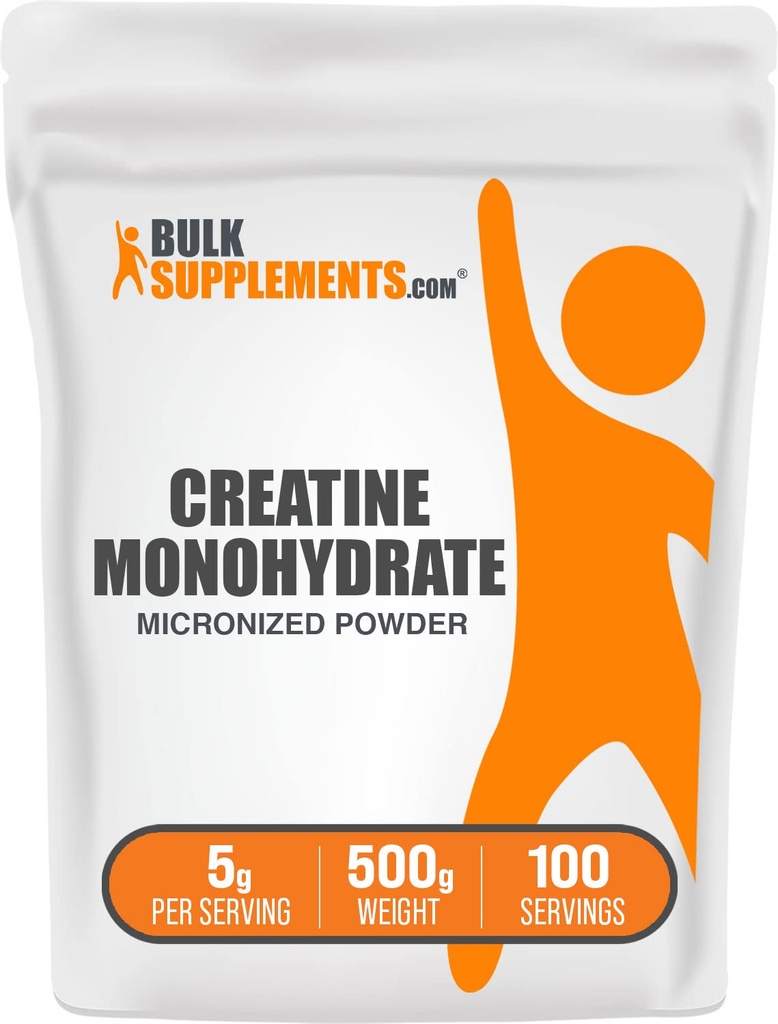 BulkSupplements.com Creatine Monohydrate Powder - Micronized Creatine Powder, Unflaved - Pure & Gluten Free, 5g per Serving, 500g (1.1 lbs) (Pack of 1)