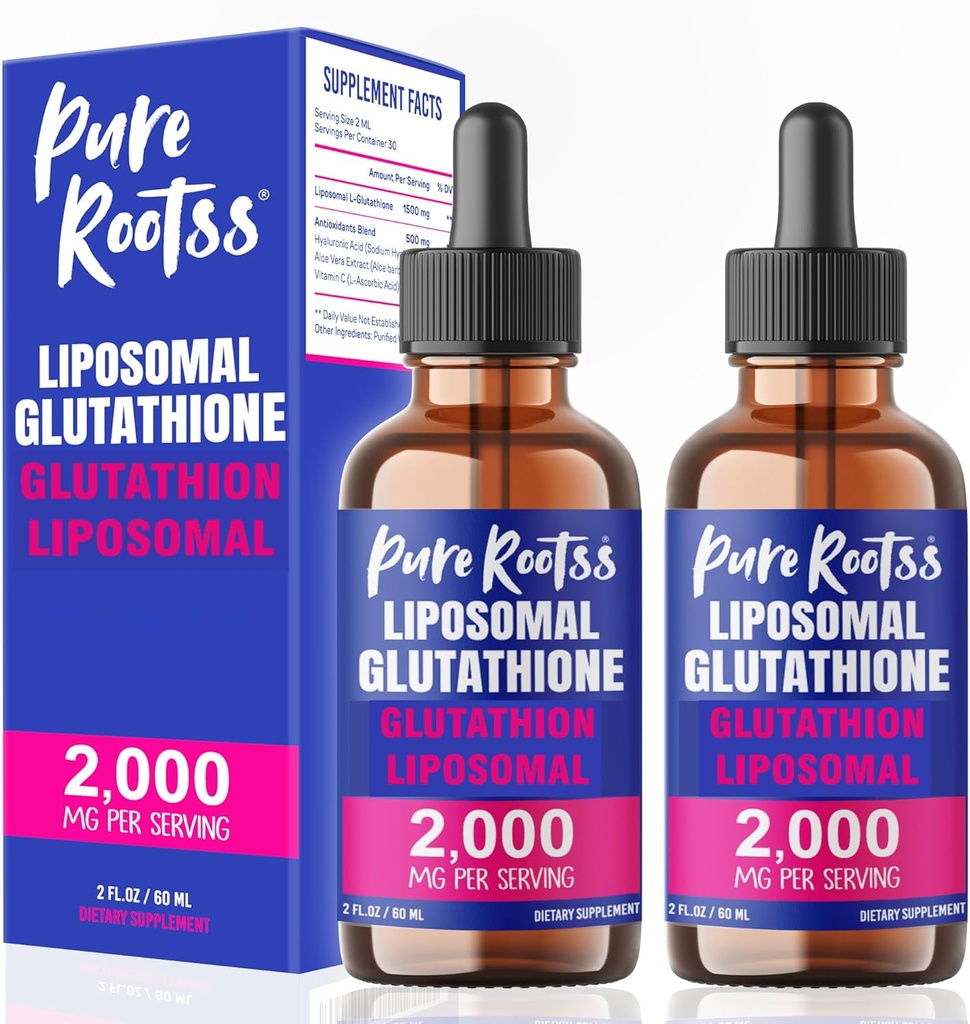 Liposomal Glutathione Liquid Supplement (Pack of 2), 98% Απορρόφηση, με Βιταμίνη C, L- Γλουταθειόνη, 2 Fl Oz ανά φιάλη