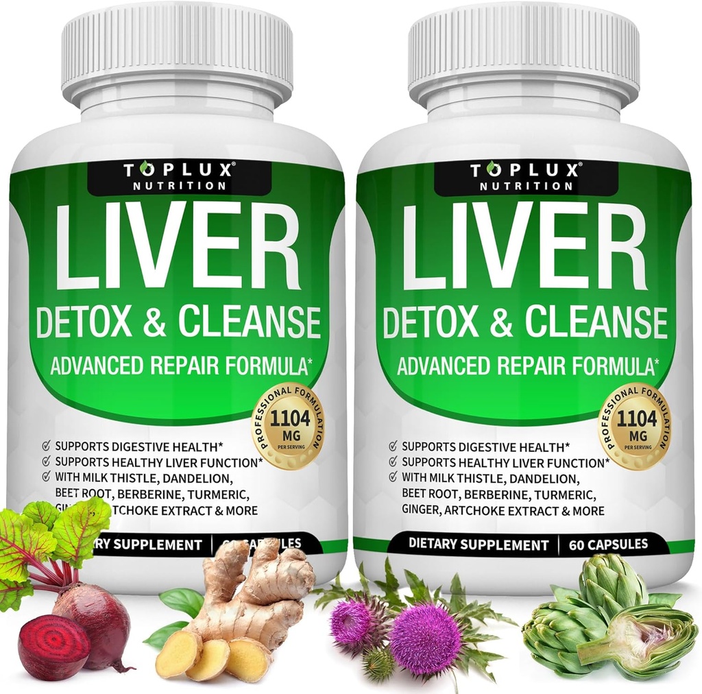 Liver Cleanse Detox & Repair Formula Συμπλήρωμα Detox ήπατος – Γαϊδουράγκαθο γάλακτος με δαντελίων, Artichoke, Turmeric, Beet Root, Turmeric & More για φυσικό γρήγορο καθαρισμό βοτάνων Non-gmo Vegan 60 κάψουλες