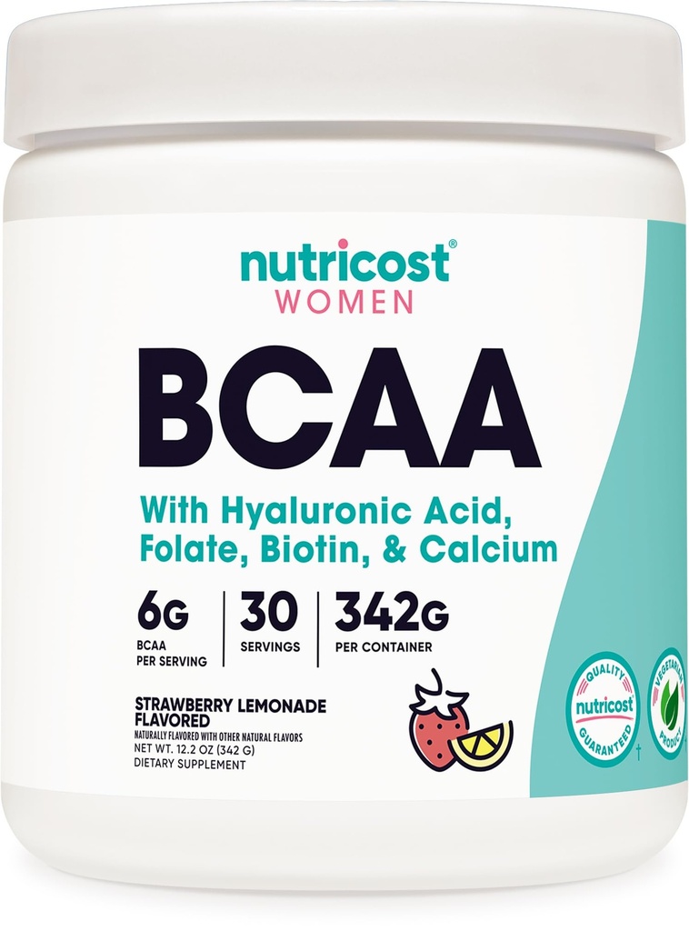Nutricost BCAA για γυναίκες (Strawberry Lemonade, 30 σέρβις) - Συγκροτείται ειδικά για γυναίκες - μη ΓΤΟ και χωρίς γλουτένη