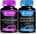 WELNESS LABSRX Nattokinase Συμπληρωματικές κάψουλες - 5000 FU - Μαγνήσιο Γλυκινικό Κάψουλες 750 MG