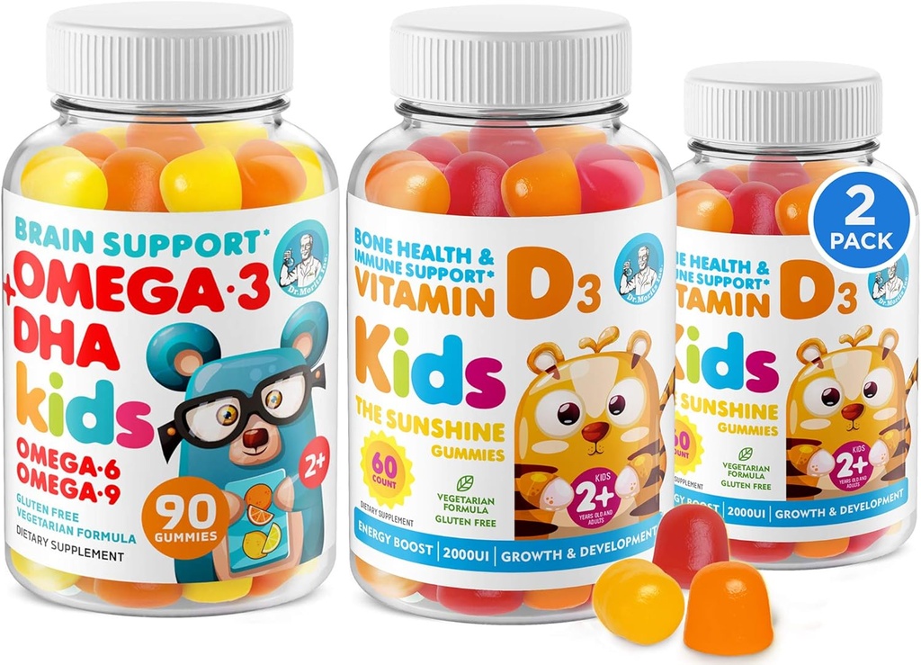 Ωμέγα 3 DHA Gummies και βιταμίνη D Gummies για παιδιά & ενήλικες - Δεν Fish Oil και χωρίς γλουτένη Ανοσοποιητικό φυτά υγείας