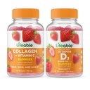 Ζωηρό Κολλαγόνο & Βιταμίνη C + Βιταμίνη D 5000 IU, Gummies Bundle - Μεγάλη γεύση, συμπλήρωμα βιταμίνης, Χωρίς γλουτένη, GMO Δωρεάν, Μασώμενο Gummy