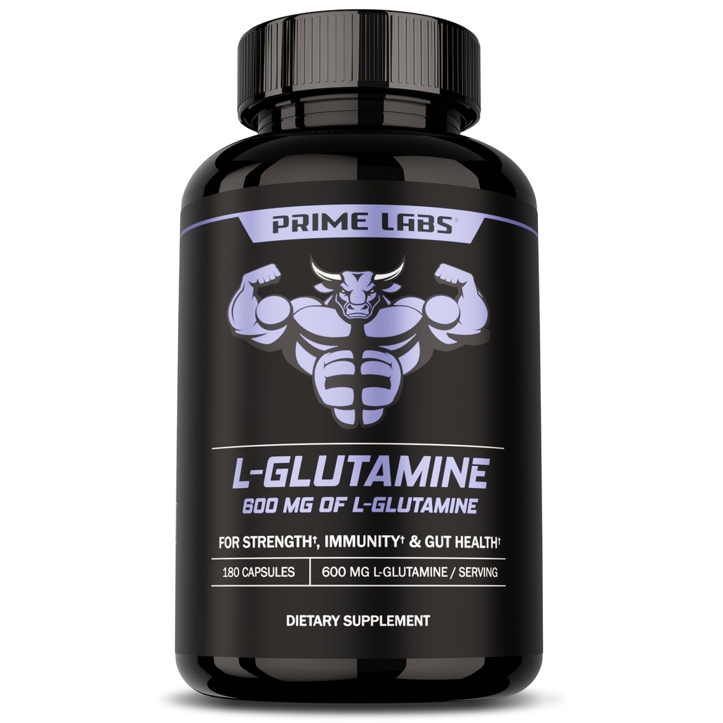 Prime Labs L Glutamine Κάψουλες 600mg - Υποστηρίζει τη δύναμη, την αποκατάσταση των μυών, την ανοσία, & την υγεία των ούρων - Amino Acid συμπλήρωμα - για άνδρες και γυναίκες