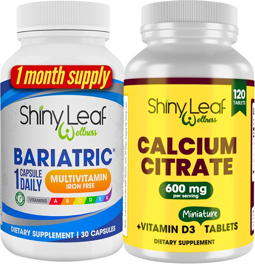 Bariatric Multivitamin Iron-Free για γυναίκες και άνδρες Plus Κιτρικό ασβέστιο με βιταμίνη D3, Easy Swallow Caplets, Unflavoured - 1 Μήνες προσφοράς