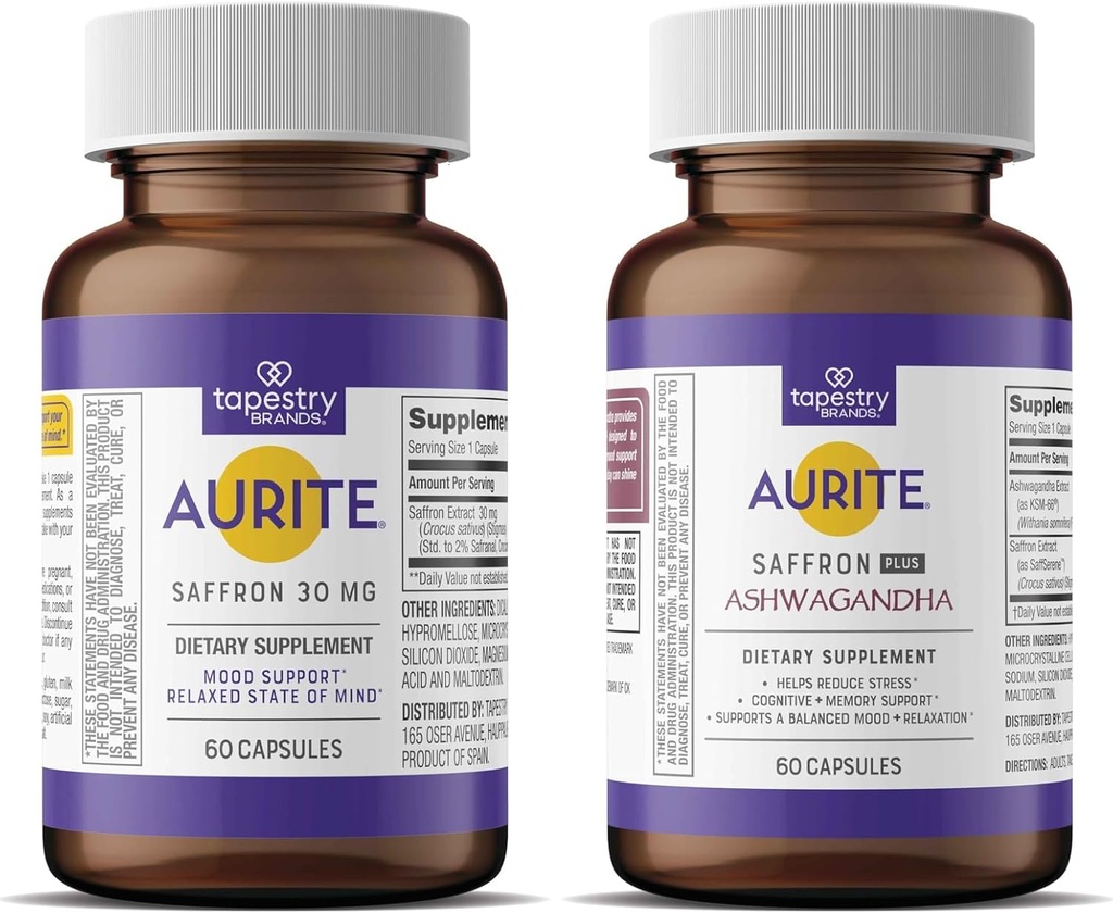 Saffron Ashwagandha & Saffron συμπλήρωμα Bundle  Χορτοφαγική φιλική, μη ΓΤΟ, χωρίς γλουτένη, χωρίς σόγια