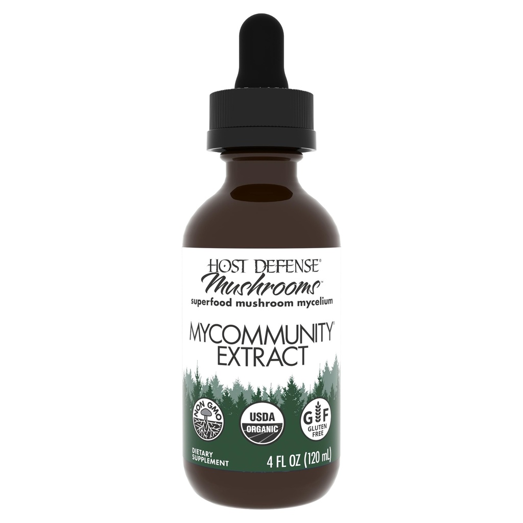Host Defense MyCommunity Extract - 17 Species Blend Mushroom Supplement for Immune Support - Extract with Lion's Mane, Reishi. Chaga, Cordyceps, Turkey Tail & More - 4 fl oz (120 Servings)