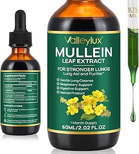 Mullein Drops for Lungs, Mullein Leaf Extract for Lungs,Natural Cleanse,Mulein Leaf Liquid Extract Supplement,Vegetarian Healthy Lifestyle,2 FL OZ