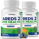 AREDS 2 Eye Vitamins - Lutein, Zeaxanthin, Bilberry, Astaxanthin Mineral Vision Supplement - Supports Eye Strain, Dry Eyes, Pressure, and Vision Health - Made in USA - 120ct