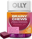 OLLY Focused Thinker Brainy Chews, Omega-3 ALA, Vitamins B6 & B12, Plus Thai Ginger Extract for Alertness, Concentration & Cognitive Performance Support, Vegetarian, Raspberry, 20 Count
