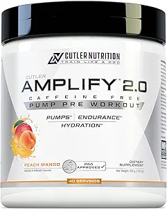 Cutler Nutrition Amplify Pump Pre Workout Caffeine Free Nitric Oxide Booster containing Arginine and Citrulline Pre-Workout for Maximum Pumps
