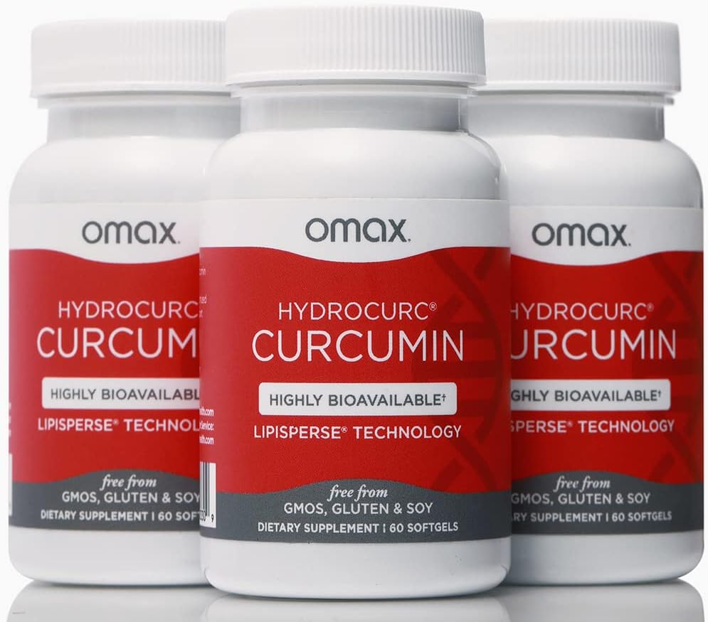 Omax3 HydroCurc Turmeric Curcumin Softgels, Πολύ βιοδιαθέσιμο νανοσωματίδιο πετρελαίου MCT για τη δύναμη και την απορρόφηση, κοινή υγεία, 180 Softgels (3 Pack)