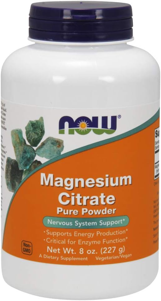 NOW Magnesium Citrate Powder, 8 Ounces (Pack of 2)