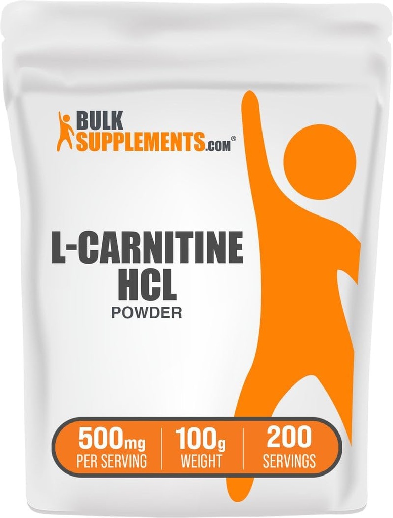 BulkSupplements.com L-Carnitine HCl σκόνη - Carnitine συμπλήρωμα, Carnitine σκόνη, L-Carnitine 500mg - Χωρίς γεύση και γλουτένη, 500mg ανά υπηρεσία, 100g (3, 5 oz) (Pack of 1)