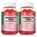 9-σε-1 Προβιοτικές Ίνες Gummies για Ενήλικες & Έφηβοι 16G Fiber per Serving, Psyllium Fiber Supplement with 5 Billion CFU Bacillus Coagulans, Inulin, ACV for Digestive, Gut & Immune Wellness - 2 Μπουκάλια