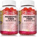 9-in-1 Probiotic Fiber Gummies for Adults & Teens 16G Fiber per Serving, Psyllium Fiber Supplement with 5 Billion CFU Bacillus Coagulans, Inulin, ACV for Digestive, Gut & Immune Wellness - 2 Bottles