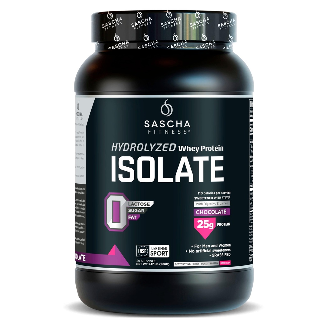 SASCHA FITNESS Hydrolyzed Whey Protein Isolate,100% Grass-Fed (2 Λίρες, Chocolate)