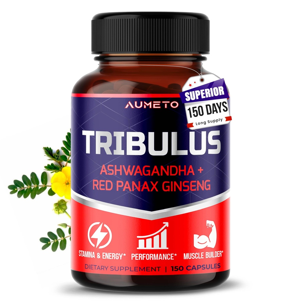 Tribulus Terrestris 98% Sapoins - Ενισχυμένη φόρμουλα 12-σε-1 με Yohimbine, Red Panax Ginseng, Ashwagandha για την ενίσχυση της ενέργειας, Stamina & Endurance* - Made in The USA