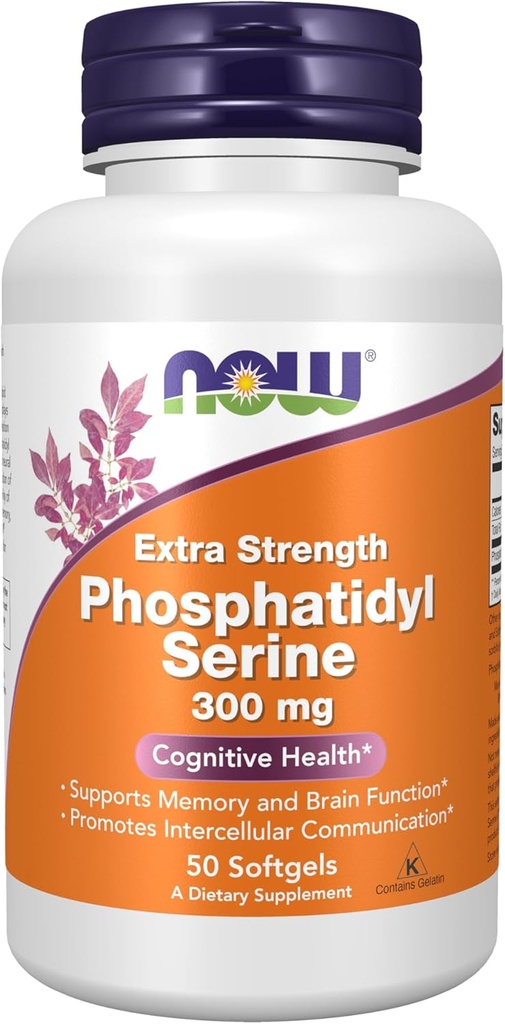NOW Συμπληρώματα, Phosphatidyl Serine 300 mg, Extra Strength, με φωσφολιπιδική ένωση που προέρχεται από τη λεκιθίνη σόγιας, 50 Softgels