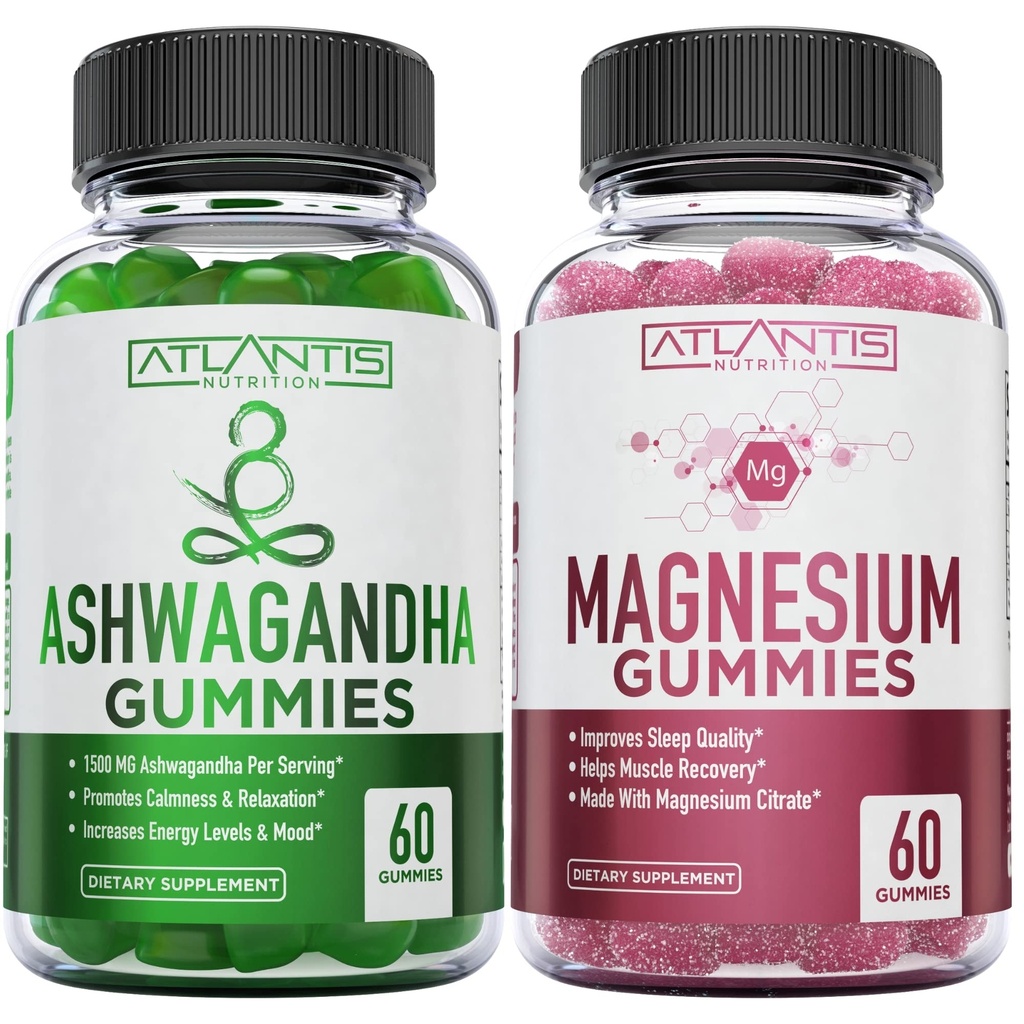 Ashwagandha & Μαγνήσιο Gummies για βελτιωμένο ύπνο & Ενισχυμένες λειτουργίες σώματος. Ashwagandha Ενισχύει Mood & Energy - Μαγνήσιο Βοηθά στην ανάκτηση των μυών και ανακουφίζει Cramps - Vegan