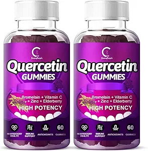 Quercetin Gummies - Quercetin with Bromelain, Vitamin C, Zinc & Elderberry, Extra Strength Immune System Booster, Lung Support Supplement for Adults Kids - 60 Quercetin Gummies (2 Pack)