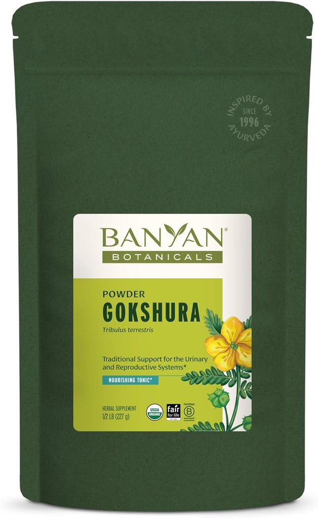 Banyan Botanicals Gokshura Σκόνη – Βιολογικό Gokshura Φρούτα (Tribulus Terrestris) Σκόνη – Ανδρικό Συμπλήρωμα Ζωτικότητας – Υποστηρίζει την Ουρολοίμωξη * – 1⁄2 lb. – Μη ΓΤΟ Βιώσιμα πηγάζει Vegan