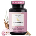 Winged Wellness Hot Momma Menopause Supplements for Women - Hormone-Free Menopause Relief Support for Hot Flashes & Night Sweats with Chaste Tree Berry, Multivitamins & Shatavari - 60 Vegan Capsules